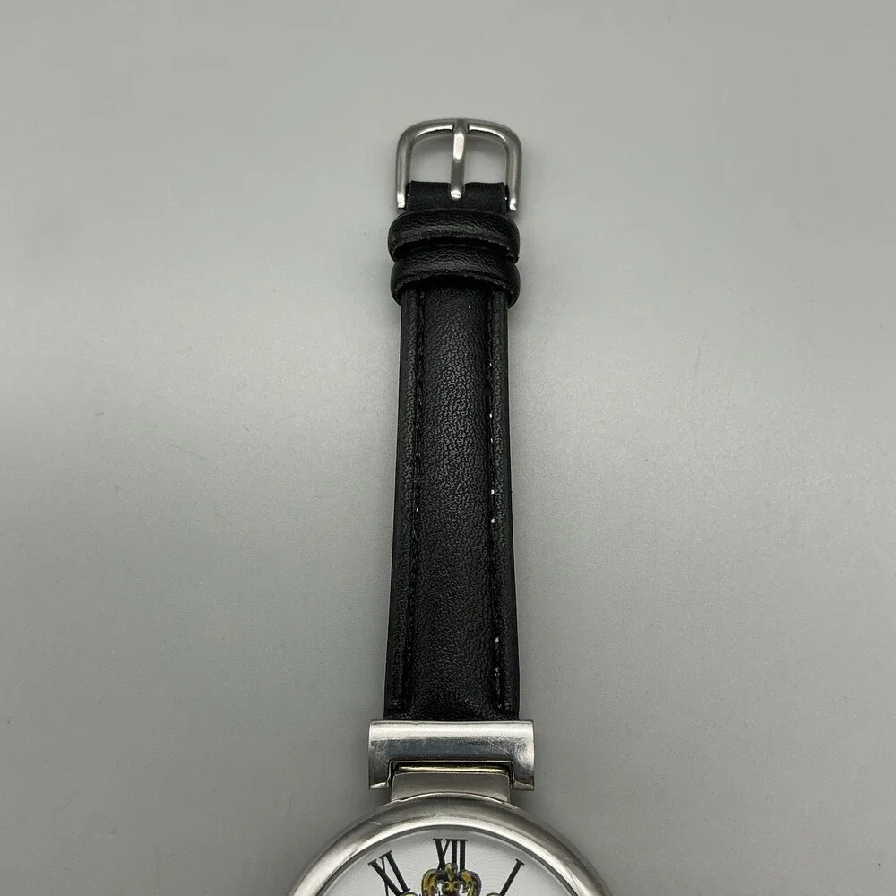 Harry Potter Teens Watch 36mm Hogwarts Crest Black Leather Silver Tone